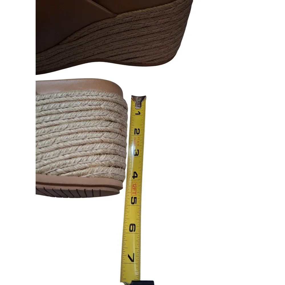 Paloma Barcelo Tan Leather Espadrille Platform Wedge Sandals Mules Spain Size 40